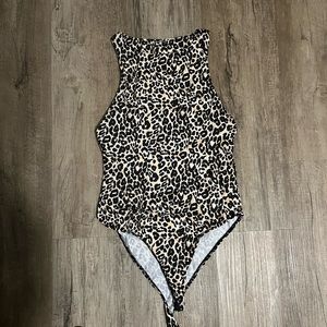 Zara Leopard High Neck Bodysuit
